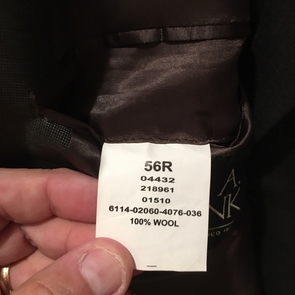 56R, charcoal, 51” waist w/ Len 30” pants w/ 3/4 satin lining + cuffs, 100% wool - Picture 3 of 5